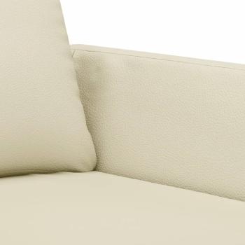 2-tlg. Sofagarnitur mit Kissen Creme Kunstleder