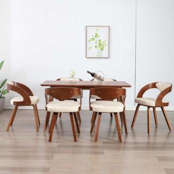 ARDEBO.de - Esszimmerstühle 6 Stk. Creme Bugholz und Kunstleder