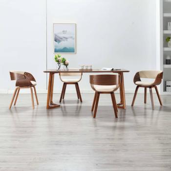 ARDEBO.de - Esszimmerstühle 4 Stk. Creme Bugholz und Kunstleder