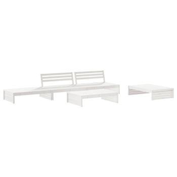 5-tlg. Garten-Lounge-Set mit Kissen Weiß Massivholz