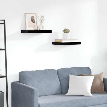 ARDEBO.de - Schweberegale 2 Stk. Hochglanz-Schwarz 40x23,5x3,8 cm MDF