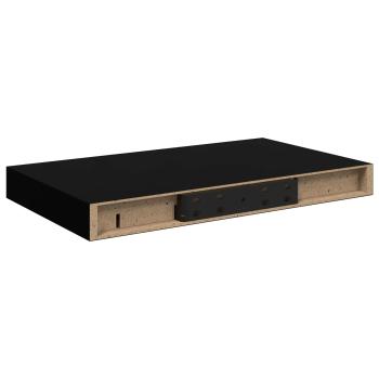 Schweberegale 2 Stk. Hochglanz-Schwarz 40x23,5x3,8 cm MDF