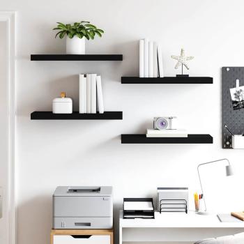 Schweberegale 4 Stk. Schwarz 60x23,5x3,8cm MDF