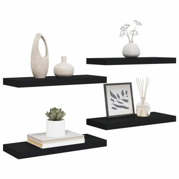 Schweberegale 4 Stk. Schwarz 60x23,5x3,8cm MDF