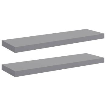 Schweberegale 2 Stk. Grau 80x23,5x3,8 cm MDF