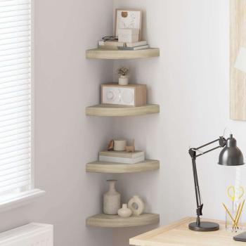 ARDEBO.de - Eck-Schweberegale 4 Stk. Eichen-Optik 25x25x3,8 cm MDF