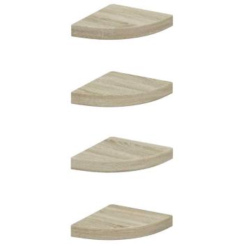 Eck-Schweberegale 4 Stk. Eichen-Optik 25x25x3,8 cm MDF