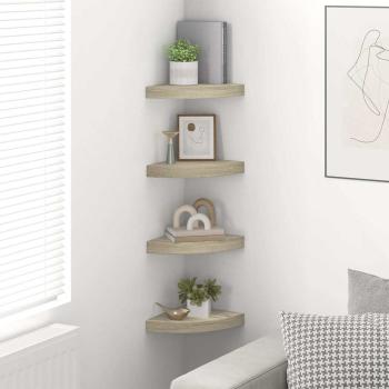 Eck-Schweberegale 4 Stk. Eichen-Optik 25x25x3,8 cm MDF