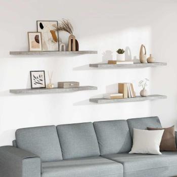 ARDEBO.de - Schweberegale 4 Stk. Betongrau 120x23,5x3,8 cm MDF