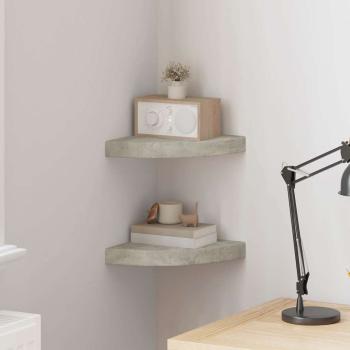 ARDEBO.de - Eck-Schweberegale 2 Stk. Betongrau 25x25x3,8 cm MDF