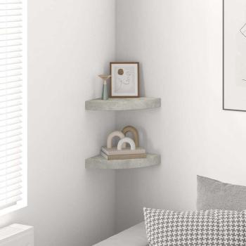 Eck-Schweberegale 2 Stk. Betongrau 25x25x3,8 cm MDF
