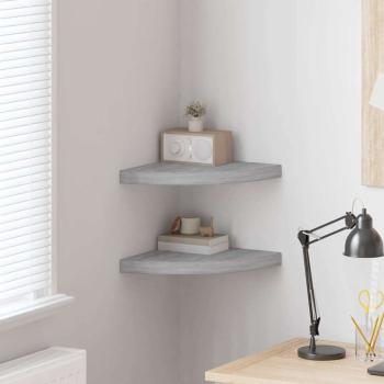 ARDEBO.de - Eck-Schweberegale 2 Stk. Betongrau 35x35x3,8 cm MDF