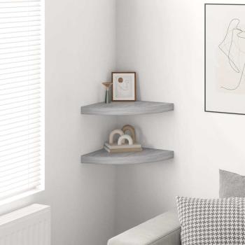 Eck-Schweberegale 2 Stk. Betongrau 35x35x3,8 cm MDF