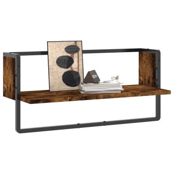 Wandregal mit Stange R?uchereiche 65x25x30 cm