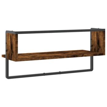 Wandregal mit Stange R?uchereiche 65x25x30 cm