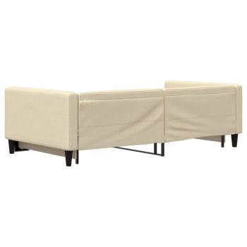 Tagesbett Ausziehbar Creme 100x200 cm Stoff