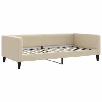 Tagesbett Ausziehbar Creme 100x200 cm Stoff