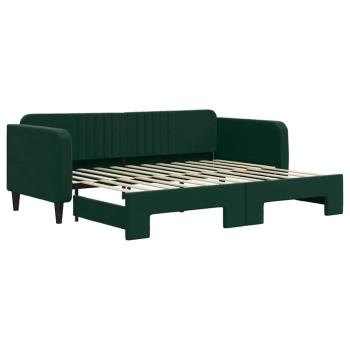 Tagesbett Ausziehbar Dunkelgrün 90x200 cm Samt