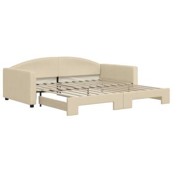 Tagesbett Ausziehbar Creme 100x200 cm Stoff