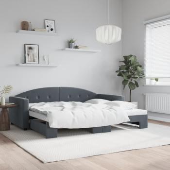 ARDEBO.de - Tagesbett Ausziehbar Dunkelgrau 90x200 cm Samt