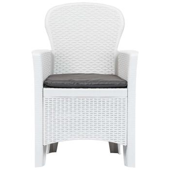 9-tlg. Garten-Essgruppe Kunststoff Weiß Rattan-Optik