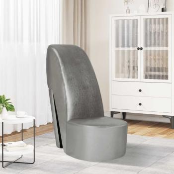 ARDEBO.de - Stuhl in Stöckelschuh-Form Silbern Kunstleder