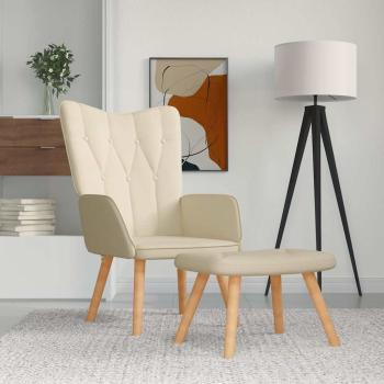 ARDEBO.de - Relaxsessel mit Hocker Creme Stoff