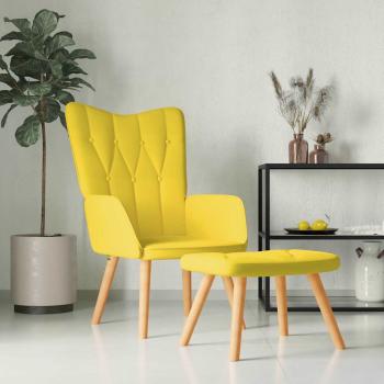 ARDEBO.de - Relaxsessel mit Hocker Senfgelb Stoff