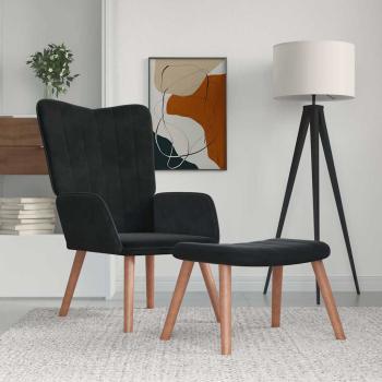 ARDEBO.de - Relaxsessel mit Hocker Schwarz Samt