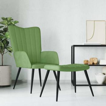 ARDEBO.de - Relaxsessel mit Hocker Hellgrün Samt
