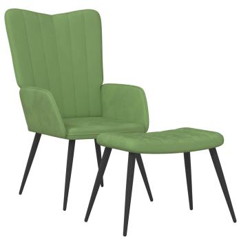 Relaxsessel mit Hocker Hellgrün Samt