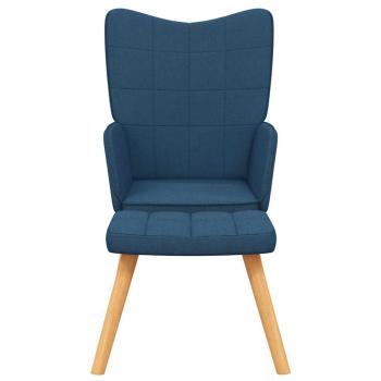 Relaxsessel mit Hocker Blau Stoff