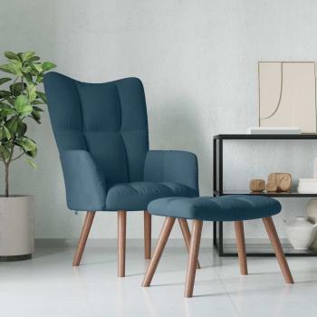ARDEBO.de - Relaxsessel mit Hocker Blau Samt