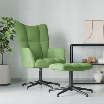 ARDEBO.de - Relaxsessel mit Hocker Hellgrün Samt