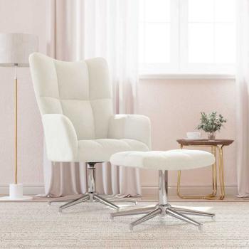 ARDEBO.de - Relaxsessel mit Hocker Cremeweiß Samt