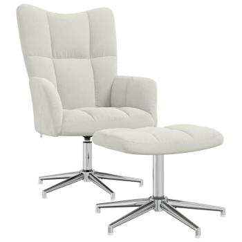 Relaxsessel mit Hocker Cremeweiß Samt