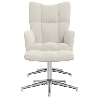 Relaxsessel mit Hocker Cremeweiß Samt