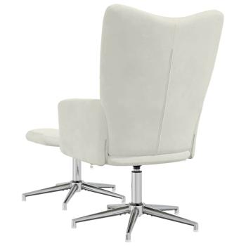 Relaxsessel mit Hocker Cremeweiß Samt