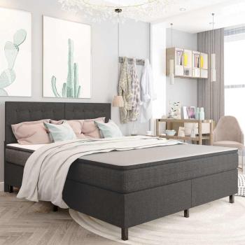ARDEBO.de - Boxspringbett Dunkelgrau Stoff 160x200 cm