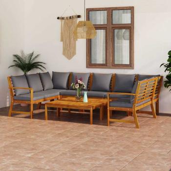 ARDEBO.de - 9-tlg. Garten-Lounge-Set mit Auflagen Massivholz Akazie