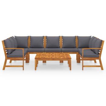 9-tlg. Garten-Lounge-Set mit Auflagen Massivholz Akazie