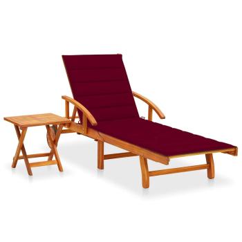 ARDEBO.de - Sonnenliege mit Tisch und Auflage Akazie Massivholz