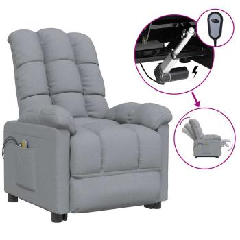 Massagesessel Elektrisch Hellgrau Stoff