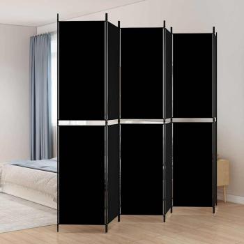 ARDEBO.de - 6-tlg. Paravent Schwarz 300x220 cm Stoff