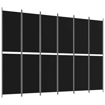 6-tlg. Paravent Schwarz 300x220 cm Stoff