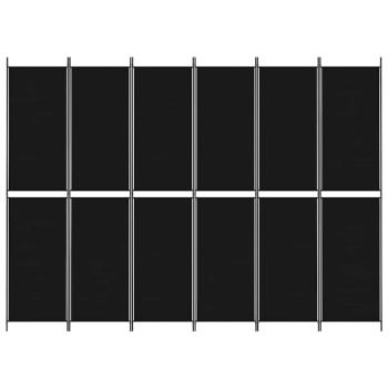 6-tlg. Paravent Schwarz 300x220 cm Stoff