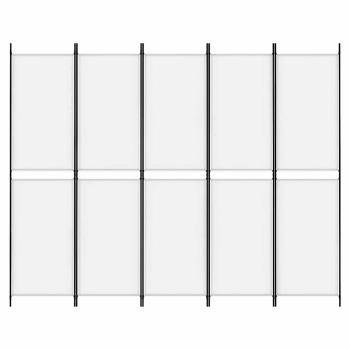 5-tlg. Paravent Weiß 250x200 cm Stoff