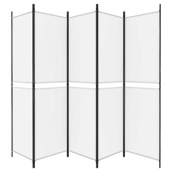 5-tlg. Paravent Weiß 250x200 cm Stoff