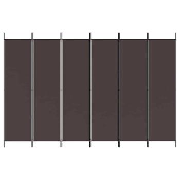 6-tlg. Paravent Braun 300x200 cm Stoff