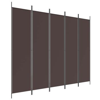 5-tlg. Paravent Braun 250x200 cm Stoff